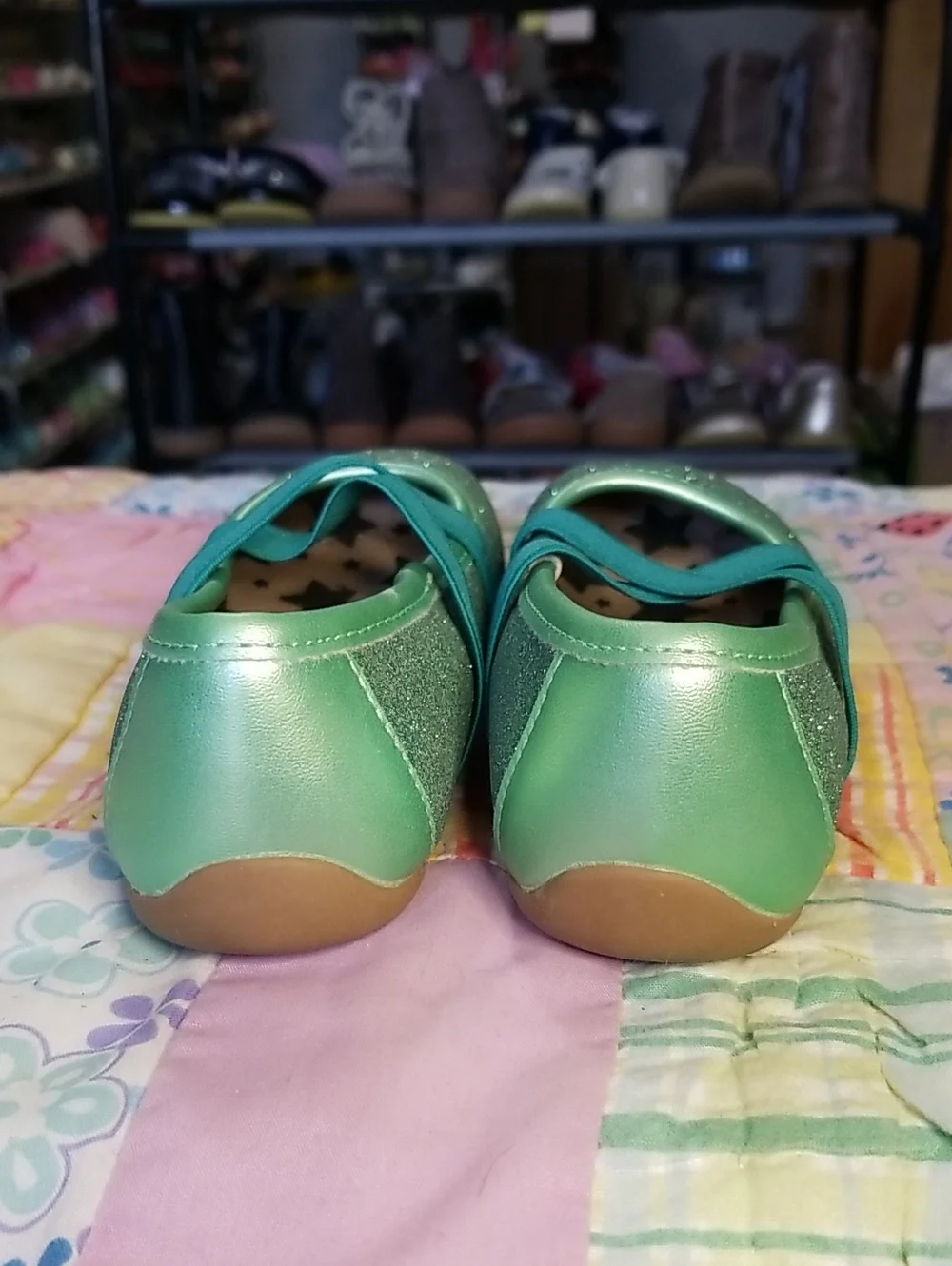 Livie & Luca Glitter Ballet Flats Size 11 Aurora in Ocean sparkle Shimmer